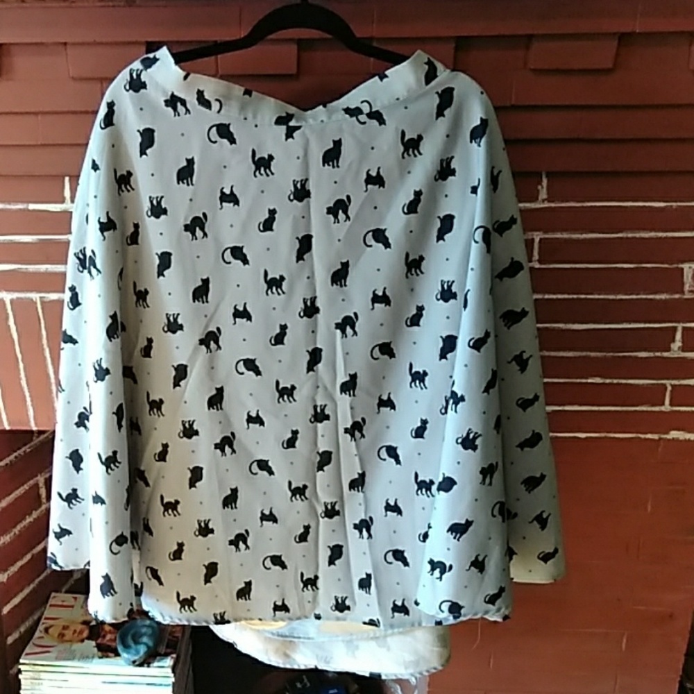2X Modcloth cat print skirt with pocketsssss